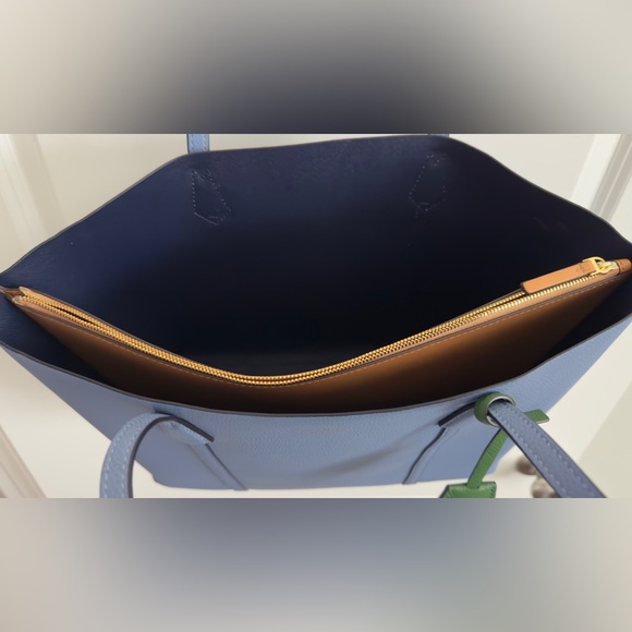 Tory Burch Perry Pebbled Leather Triple Compartment Tote Bluewood. New, No Tags. - Picture 4 of 10